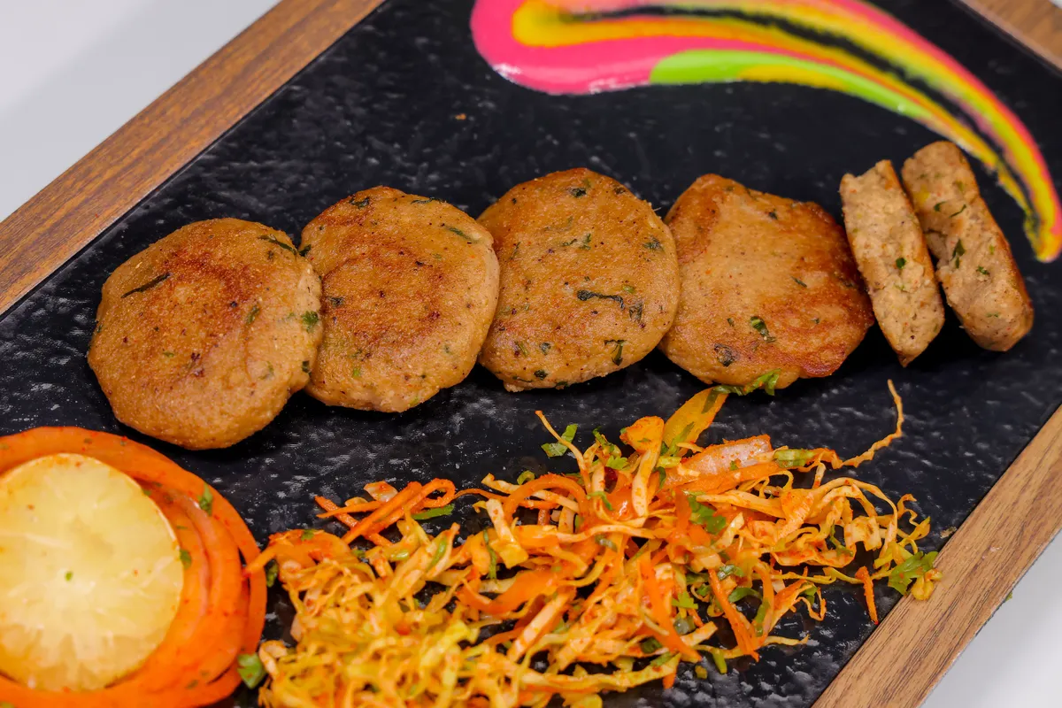 Zippy soya protein galouti kebabs on a serving board