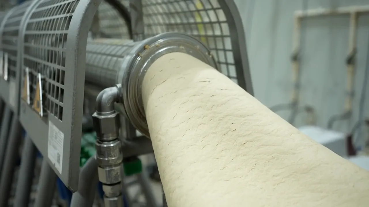 Protein sheet leaving the extruder on Zippy's chaap line